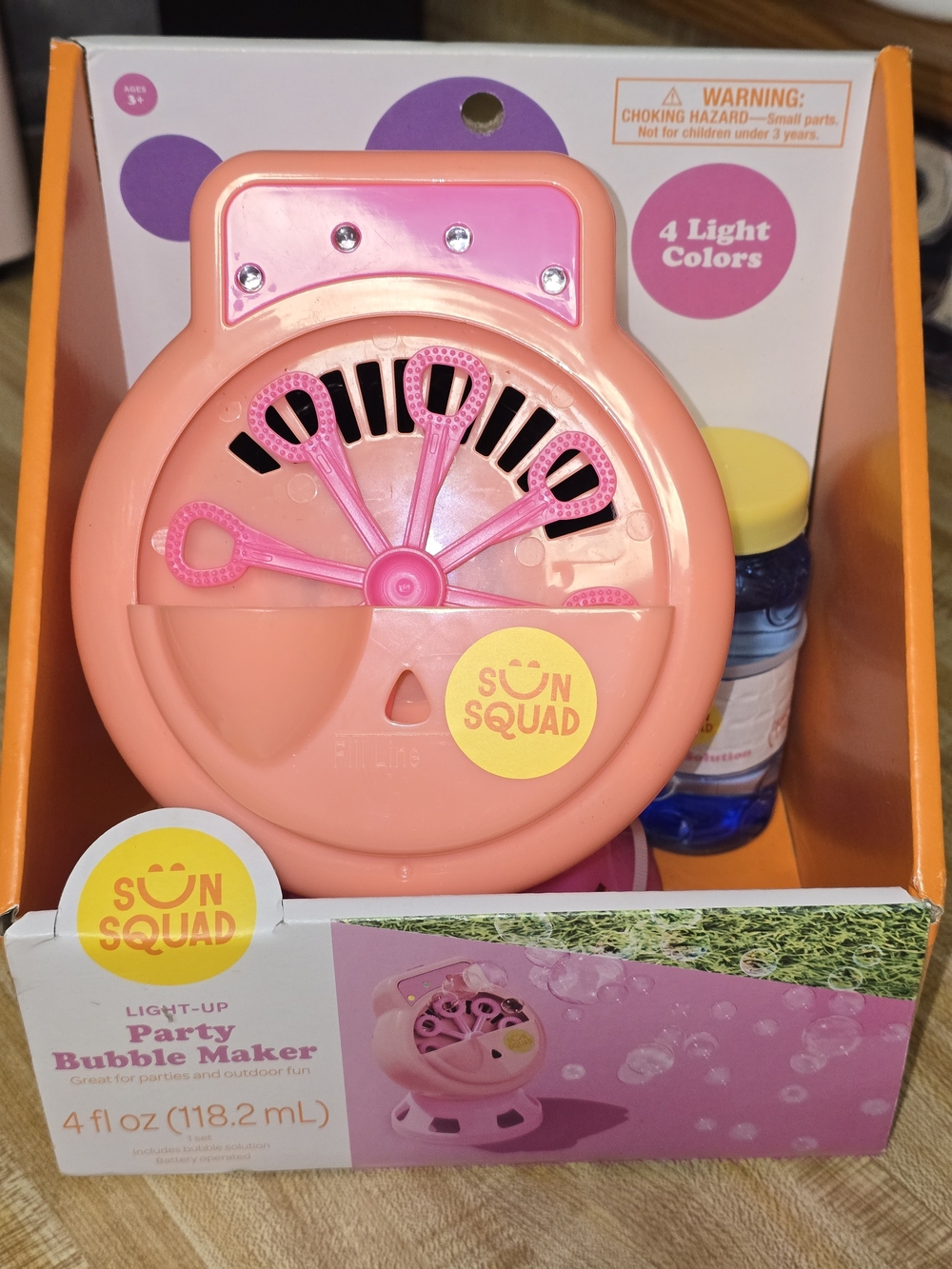 Sun Squad Light-Up Party Bubble Maker in Peach & Pink